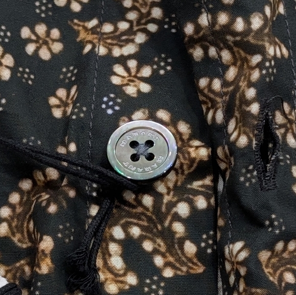 $390 Mens Isabel Marant "Labilio" Floral SS Button Up Shirt Black/Ochre Large - Picture 3 of 7